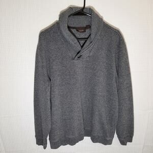 Tasso Elba XL Shawl Collar Sweater Men Gray Cotton Pullover Knit Winter Warm Top